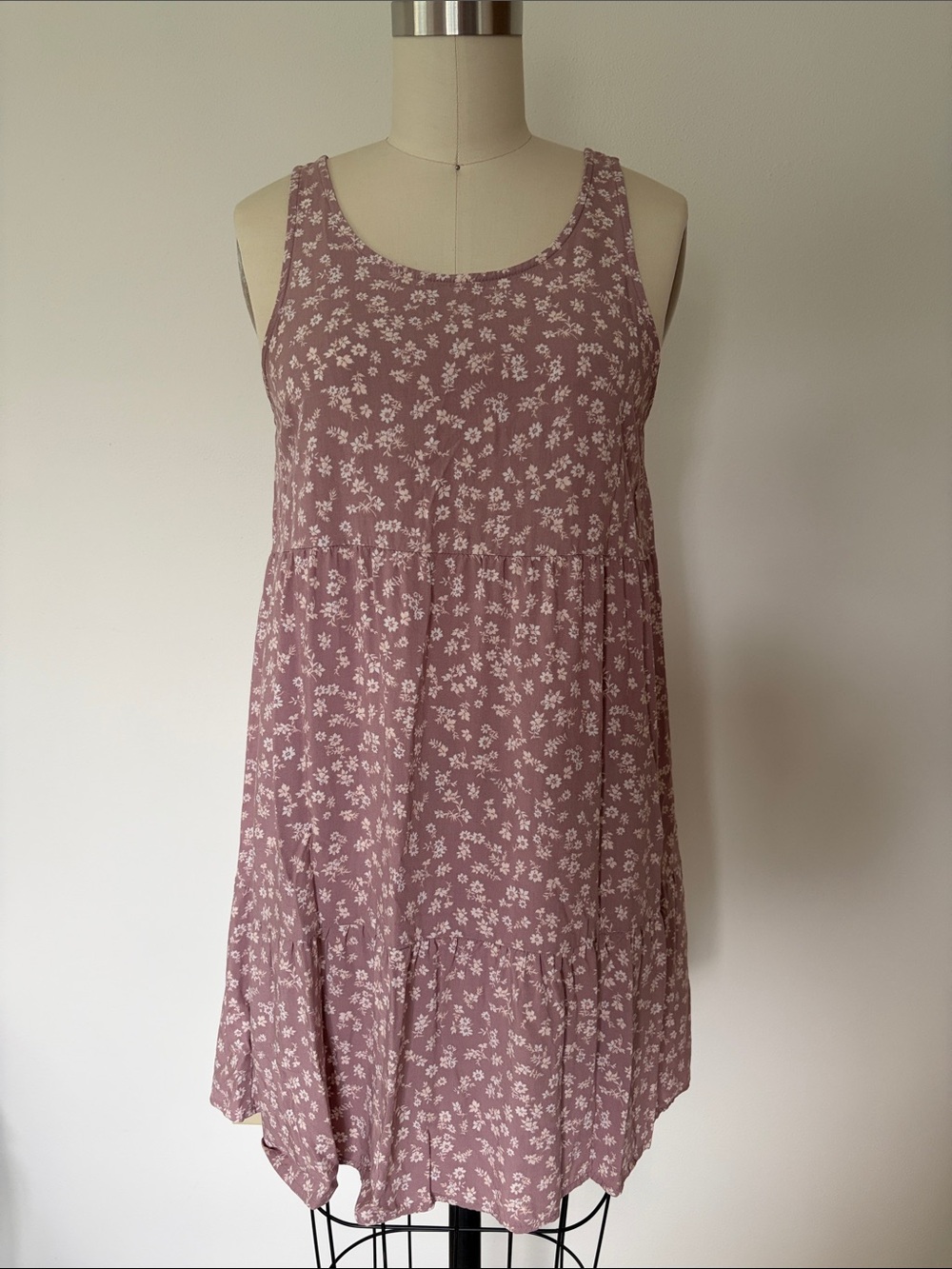 Pink Rose Mauve Floral Tank Mini Dress